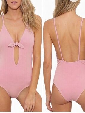 Aila Blue Frankie Tie-Front One-Piece‎ Swimsuit - pink